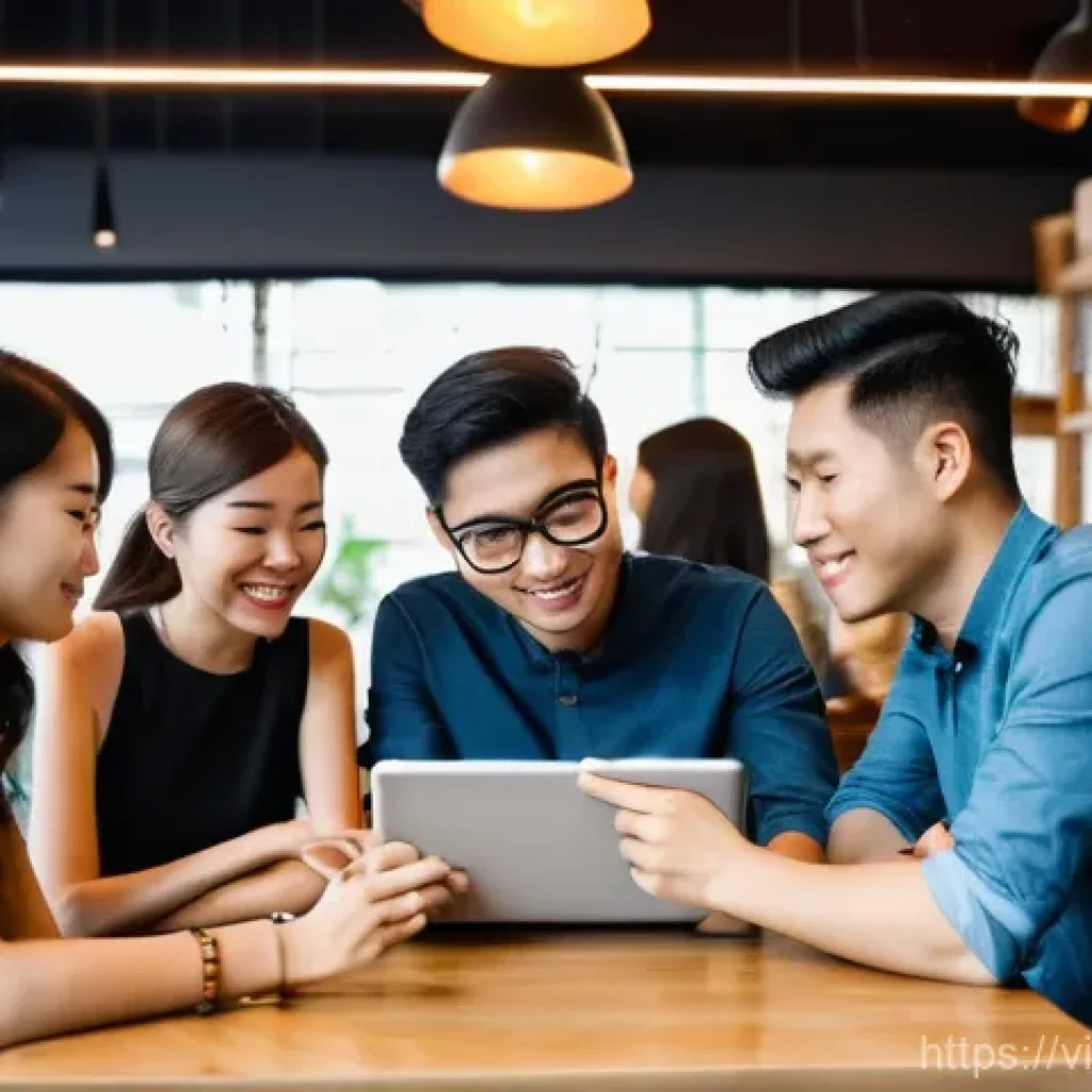 UX 라이팅에서의 커뮤니티 피드백 활용법 - **Prompt:** A warm and inviting scene in a modern Vietnamese cafe, where a diverse group of Vietname...
